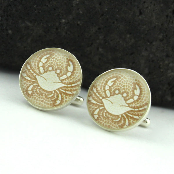 Sterling Silver Zodiac Cancer Cufflinks (Crab Cuff Link