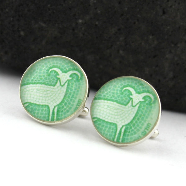 Sterling Silver Zodiac Aries Cufflinks (Ram Cuff Links)