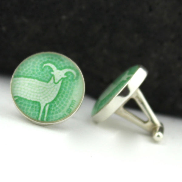 Sterling Silver Zodiac Aries Cufflinks (Ram Cuff Links)