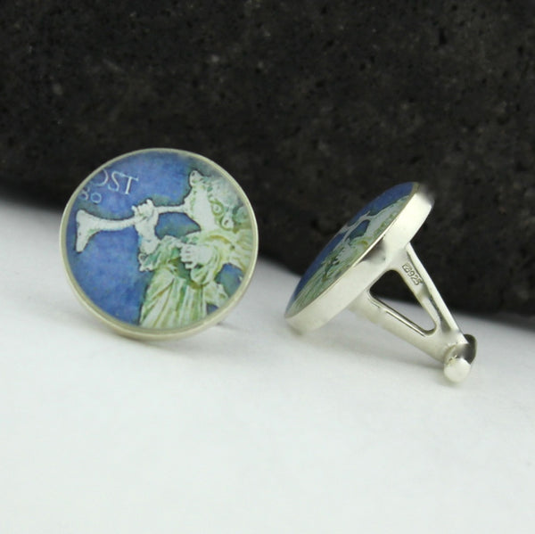 Angel Postage Stamp Sterling Silver Cufflinks (Cuff Links)