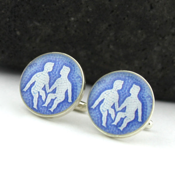 Gemini Cufflinks (Sterling Silver Zodiac Cuff Links)