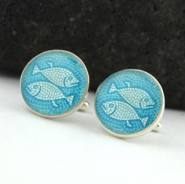 Piscis Cufflinks (Sterling Silver Zodiac Cuff Links)