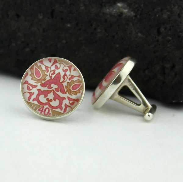 Sterling Silver Pakistan Cufflinks - Pakistan Postage Stamp Sterling Silver Cufflinks (Cuff Links)