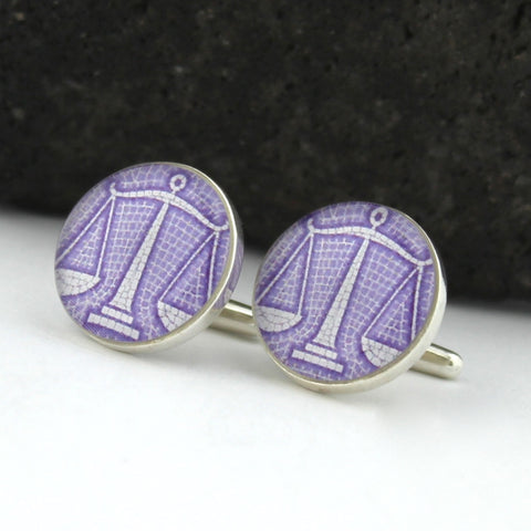 Sterling Silver Libra Cufflinks (Scales Cuff Links)