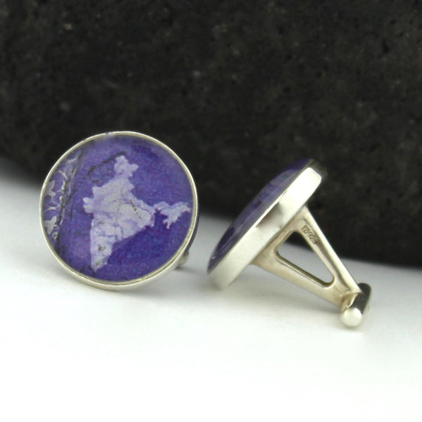 Sterling Silver India Cufflinks - Indian Postage Stamp Cufflinks (Cuff Links)