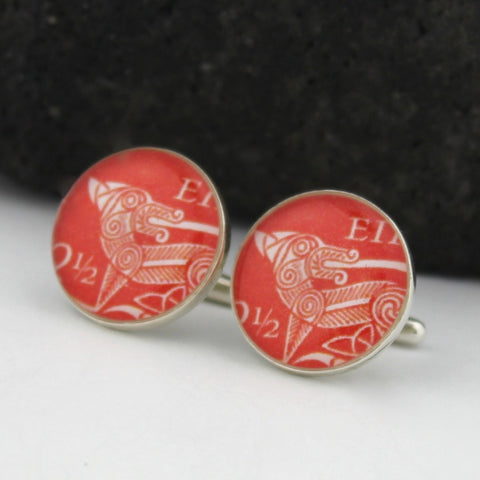 Sterling Silver Irish Hound Cufflinks - Irish Postage Stamp Cufflinks (Cuff Links)