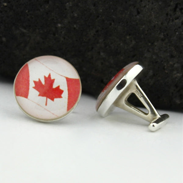 Canada Sterling Silver Cufflinks - Canadian Flag Cufflinks (Cuff Links)