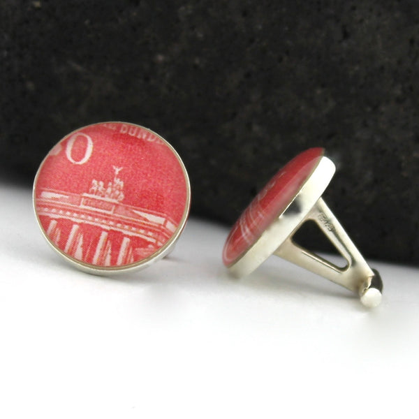 Brandenburg Gate Cufflinks - German Postage Stamp Sterling Silver Cufflinks (Germany Cuff Links)