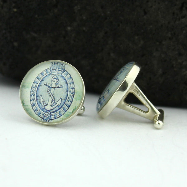 Anchor Cufflinks - New Zealand Sterling Silver Handmade Cufflinks