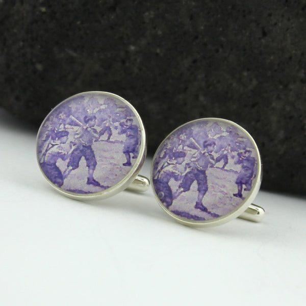 Baseball Sterling Silver Cufflinks - U.S. Postage Stamp Cufflinks (Cuff Links) - Baseball Cooperstown