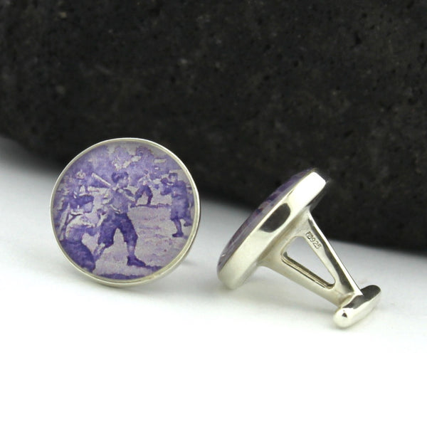 Baseball Sterling Silver Cufflinks - U.S. Postage Stamp Cufflinks (Cuff Links) - Baseball Cooperstown